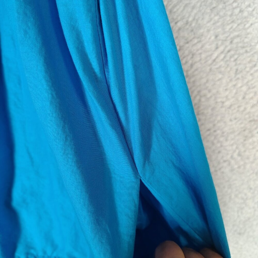 Black Halo Zinnia Maxi Dress Women's L Blue Tiered Ruffle Front Slit Sleeveless - Picture 11 of 12